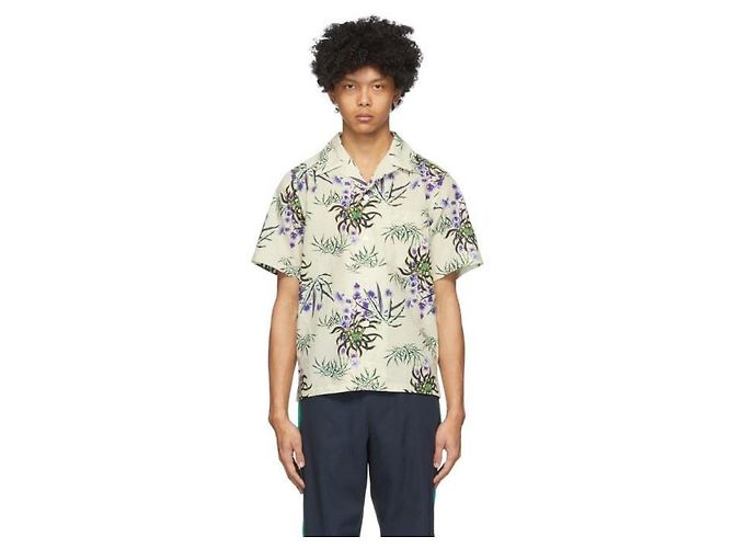 Camicia Kenzo con stampa floreale cotone lino beige Multicolore - vista 8