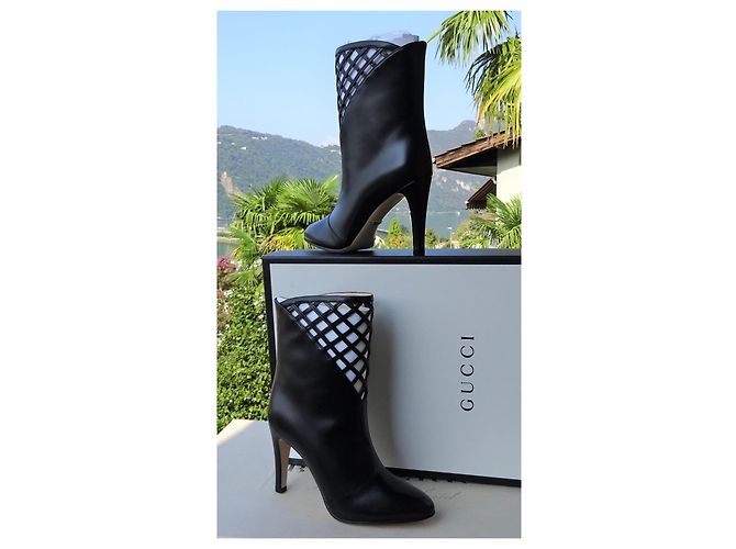 Gucci Originale und Neu! Wunderschöne Lederstiefeletten Größe: 38 Schwarz - Ansicht 6