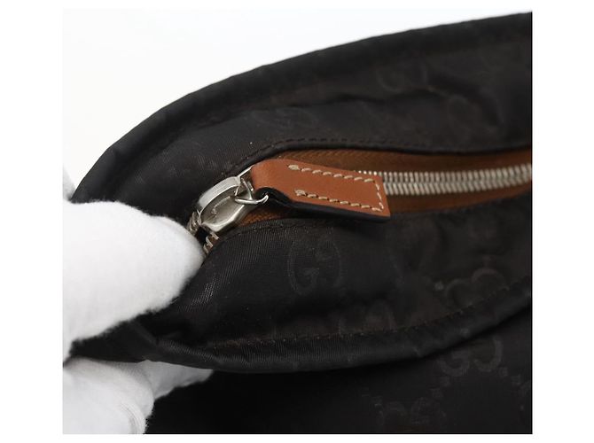 Borsa a Spalla GG in Tela Gucci Nylon Nero Argento 308840 Auth ep13242 - vista 15