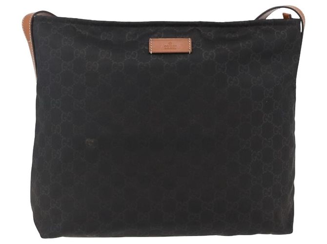 Borsa a Spalla GG in Tela Gucci Nylon Nero Argento 308840 Auth ep13242 - vista 2