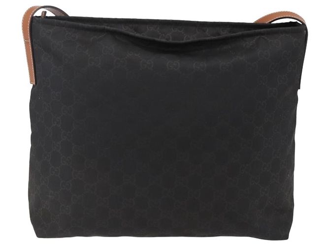 Borsa a Spalla GG in Tela Gucci Nylon Nero Argento 308840 Auth ep13242 - vista 3