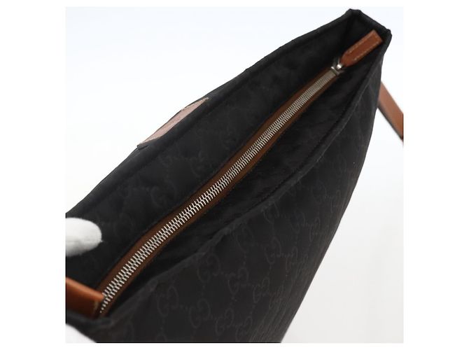 Borsa a Spalla GG in Tela Gucci Nylon Nero Argento 308840 Auth ep13242 - vista 6