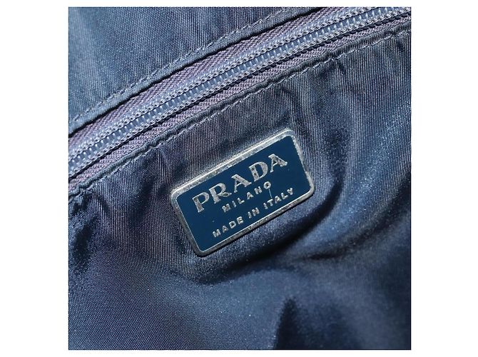 PRADA Borsa a mano in nylon blu navy Auth bs33446 - vista 10