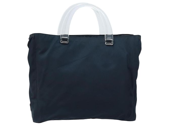 PRADA Borsa a mano in nylon blu navy Auth bs33446 - vista 13