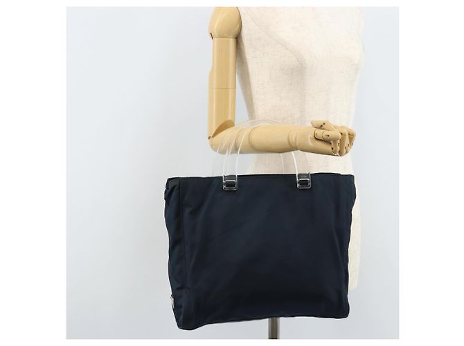 PRADA Borsa a mano in nylon blu navy Auth bs33446 - vista 24