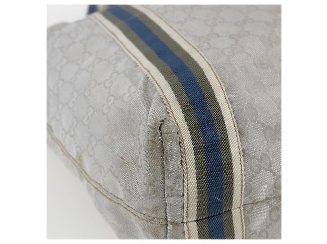 Borsa Tote GG Canvas Sherry Line Gucci Grigio Argento 189669 Auth am10701 Marrone - vista 11