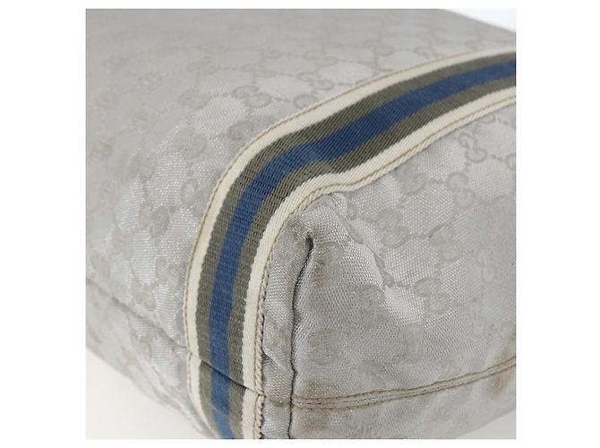 Borsa Tote GG Canvas Sherry Line Gucci Grigio Argento 189669 Auth am10701 Marrone - vista 12
