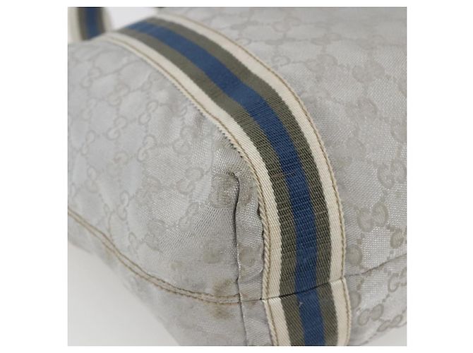 Borsa Tote GG Canvas Sherry Line Gucci Grigio Argento 189669 Auth am10701 Marrone - vista 13