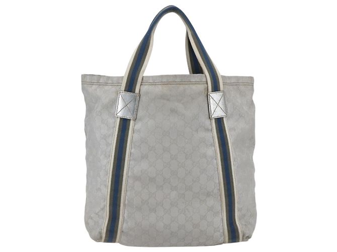 Borsa Tote GG Canvas Sherry Line Gucci Grigio Argento 189669 Auth am10701 Marrone - vista 3