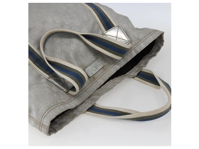 Borsa Tote GG Canvas Sherry Line Gucci Grigio Argento 189669 Auth am10701 Marrone - vista 6