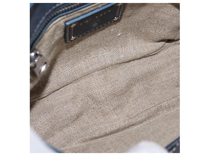 Borsa a Spalla con Catena PRADA in Denim Blu Argento Auth gh1755V - vista 10
