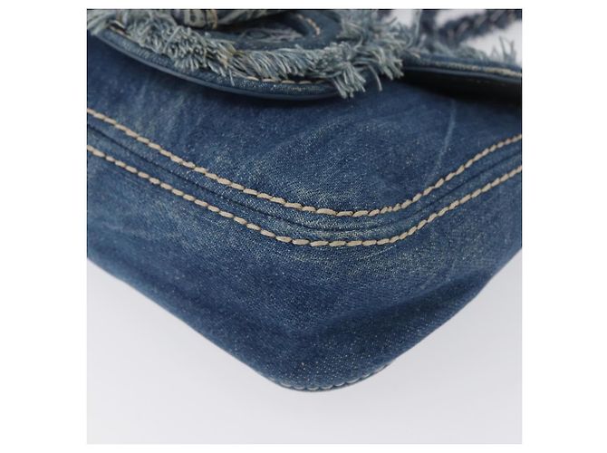 Borsa a Spalla con Catena PRADA in Denim Blu Argento Auth gh1755V - vista 15