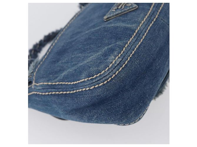 Borsa a Spalla con Catena PRADA in Denim Blu Argento Auth gh1755V - vista 16