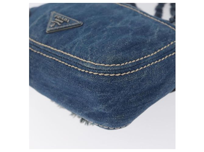 Borsa a Spalla con Catena PRADA in Denim Blu Argento Auth gh1755V - vista 17