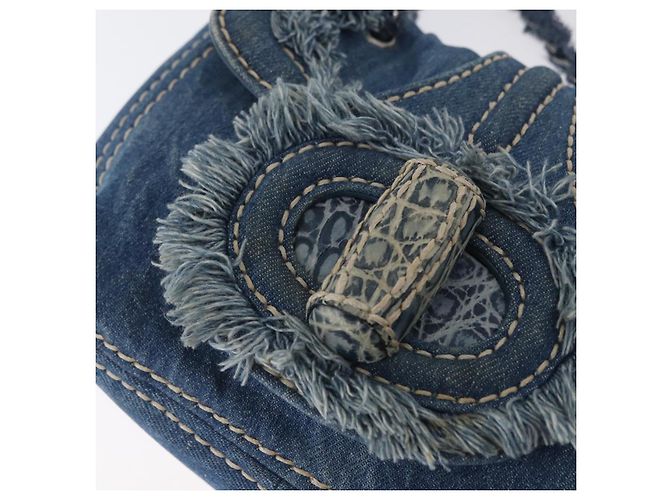 Borsa a Spalla con Catena PRADA in Denim Blu Argento Auth gh1755V - vista 19