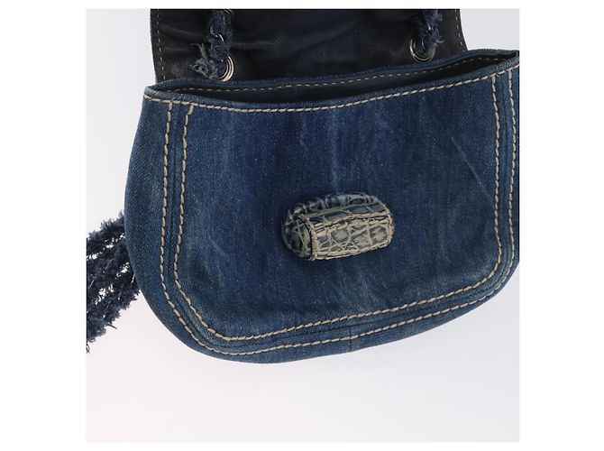 Borsa a Spalla con Catena PRADA in Denim Blu Argento Auth gh1755V - vista 21