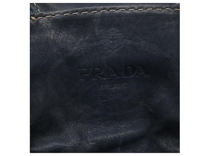 Borsa a Spalla con Catena PRADA in Denim Blu Argento Auth gh1755V - vista 22