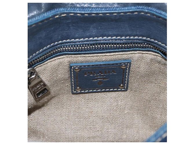 Borsa a Spalla con Catena PRADA in Denim Blu Argento Auth gh1755V - vista 23
