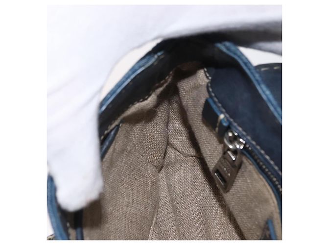Borsa a Spalla con Catena PRADA in Denim Blu Argento Auth gh1755V - vista 25