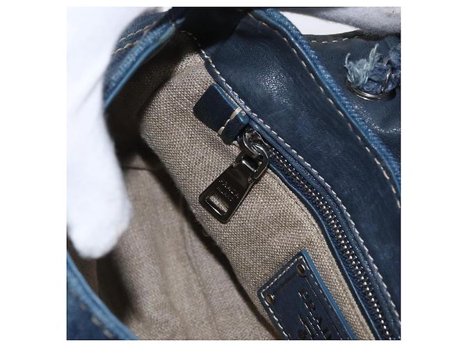 Borsa a Spalla con Catena PRADA in Denim Blu Argento Auth gh1755V - vista 26