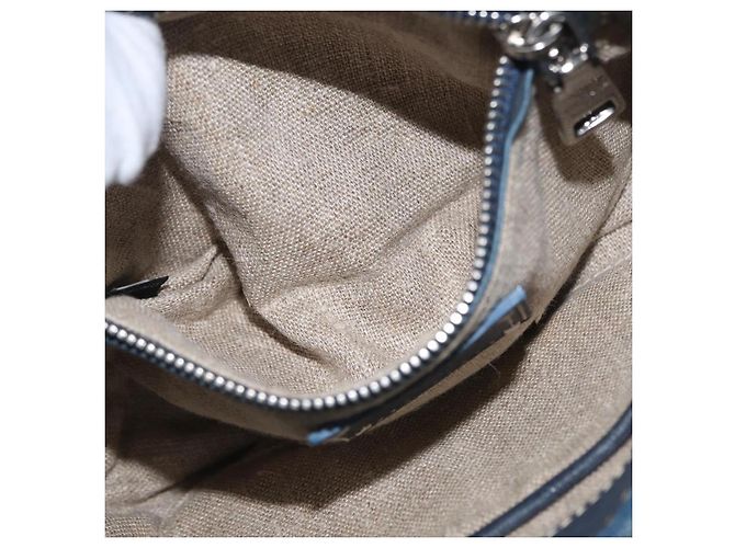 Borsa a Spalla con Catena PRADA in Denim Blu Argento Auth gh1755V - vista 27