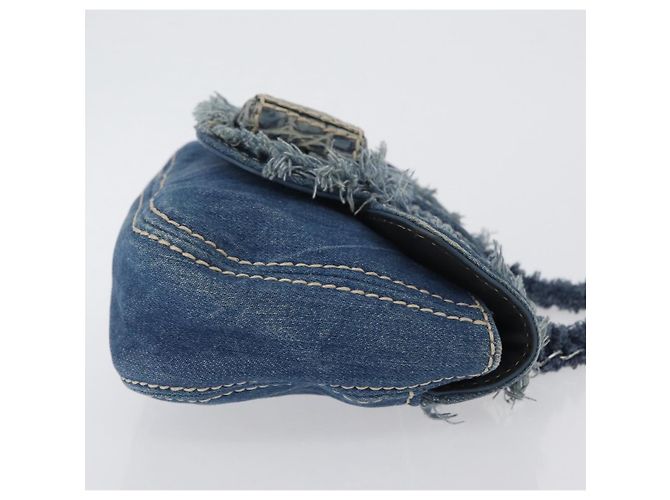 Borsa a Spalla con Catena PRADA in Denim Blu Argento Auth gh1755V - vista 3