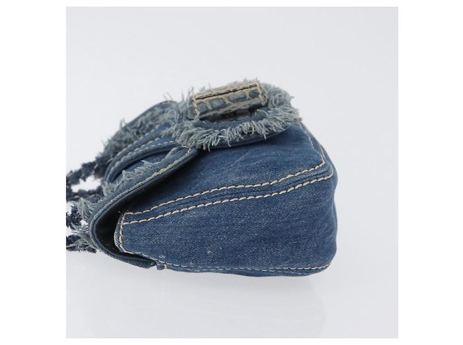 Borsa a Spalla con Catena PRADA in Denim Blu Argento Auth gh1755V - vista 4