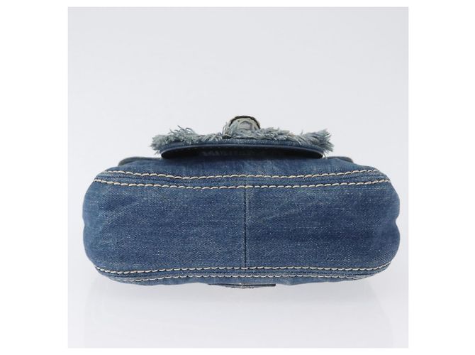 Borsa a Spalla con Catena PRADA in Denim Blu Argento Auth gh1755V - vista 5