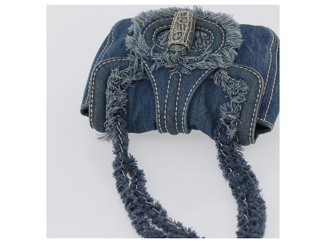 Borsa a Spalla con Catena PRADA in Denim Blu Argento Auth gh1755V - vista 6