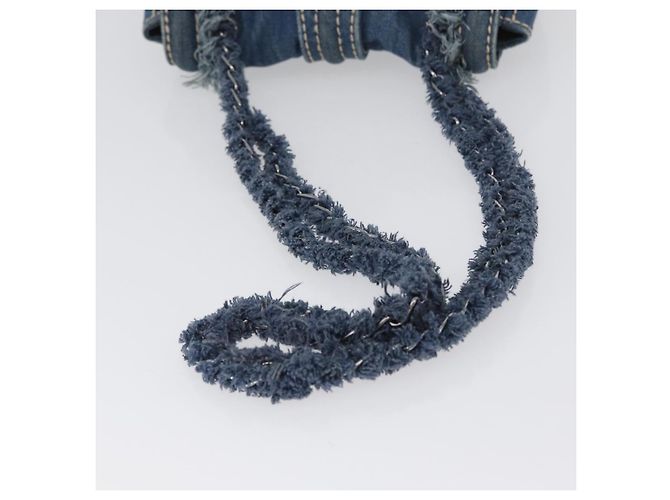Borsa a Spalla con Catena PRADA in Denim Blu Argento Auth gh1755V - vista 7