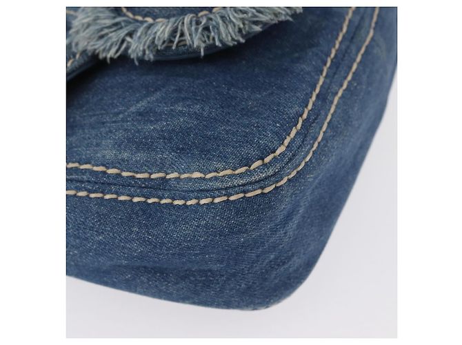 Borsa a Spalla con Catena PRADA in Denim Blu Argento Auth gh1755V - vista 8