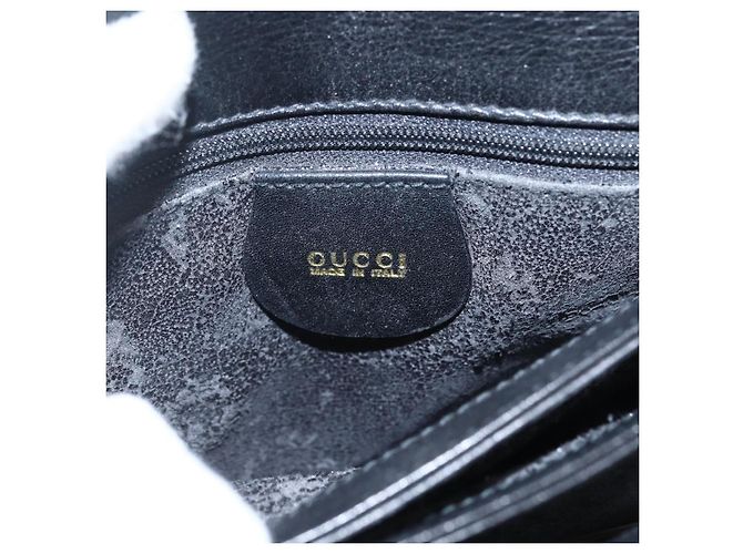 Gucci Borsa a Spalla Horsebit in Pelle Nera e Oro Auth 173650 Nero D'oro - vista 15