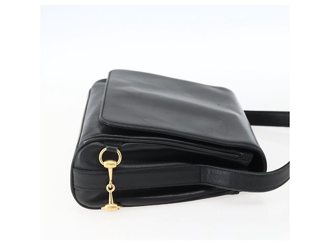 Gucci Borsa a Spalla Horsebit in Pelle Nera e Oro Auth 173650 Nero D'oro - vista 5