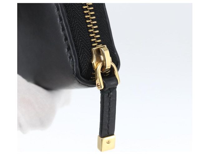 Runder Langer Geldbeutel aus Leder Schwarz Gold Authentisch Christian Dior am10801 - Ansicht 12