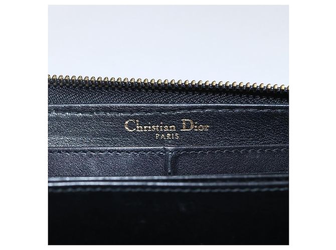 Runder Langer Geldbeutel aus Leder Schwarz Gold Authentisch Christian Dior am10801 - Ansicht 14