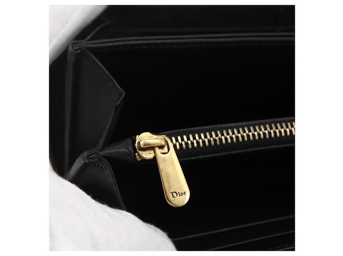 Runder Langer Geldbeutel aus Leder Schwarz Gold Authentisch Christian Dior am10801 - Ansicht 15