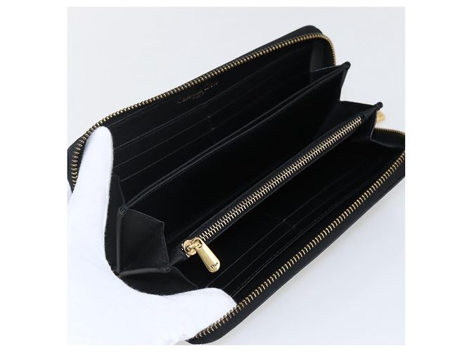 Runder Langer Geldbeutel aus Leder Schwarz Gold Authentisch Christian Dior am10801 - Ansicht 16
