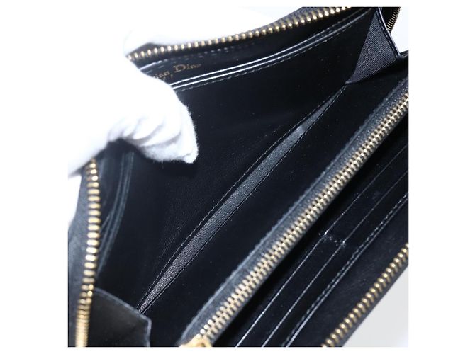 Runder Langer Geldbeutel aus Leder Schwarz Gold Authentisch Christian Dior am10801 - Ansicht 20