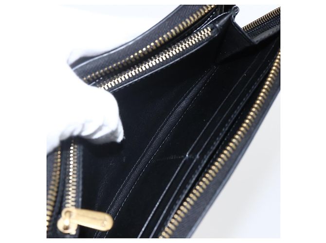 Runder Langer Geldbeutel aus Leder Schwarz Gold Authentisch Christian Dior am10801 - Ansicht 22