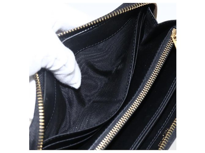Runder Langer Geldbeutel aus Leder Schwarz Gold Authentisch Christian Dior am10801 - Ansicht 23