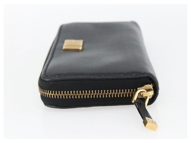 Runder Langer Geldbeutel aus Leder Schwarz Gold Authentisch Christian Dior am10801 - Ansicht 4
