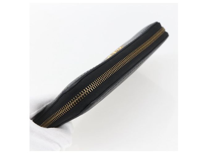 Runder Langer Geldbeutel aus Leder Schwarz Gold Authentisch Christian Dior am10801 - Ansicht 6