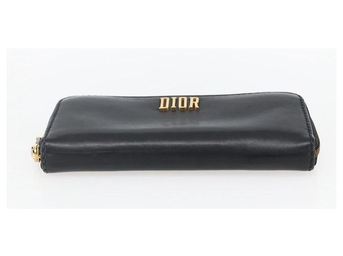 Runder Langer Geldbeutel aus Leder Schwarz Gold Authentisch Christian Dior am10801 - Ansicht 7