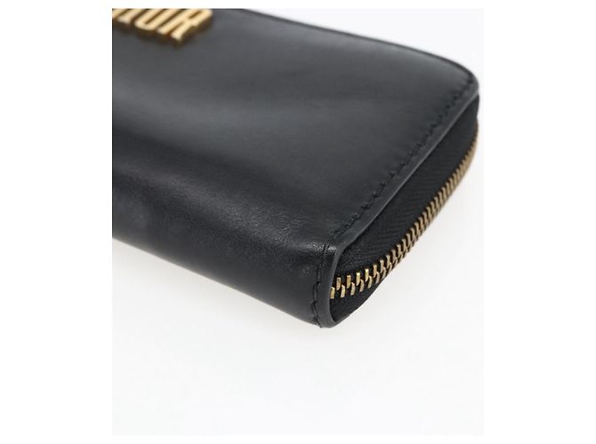 Runder Langer Geldbeutel aus Leder Schwarz Gold Authentisch Christian Dior am10801 - Ansicht 8