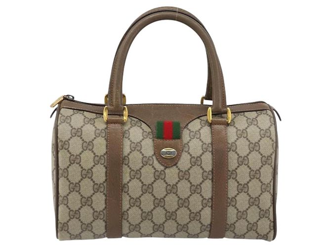 Borsa Gucci GG Supreme Web Sherry Line PVC Beige Oro 39 02 006 Auth ep13397 D'oro - vista 13