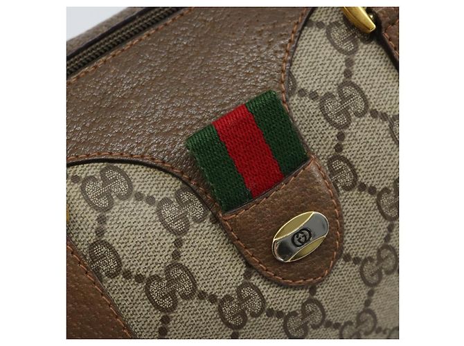 Borsa Gucci GG Supreme Web Sherry Line PVC Beige Oro 39 02 006 Auth ep13397 D'oro - vista 17