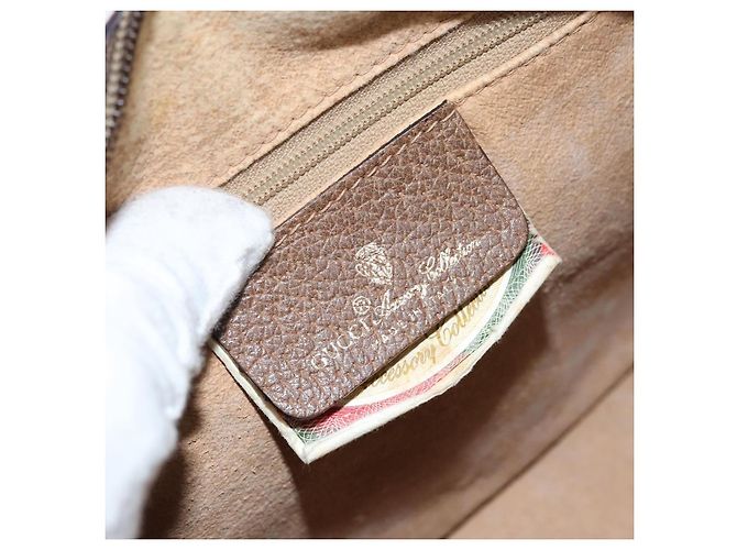 Borsa Gucci GG Supreme Web Sherry Line PVC Beige Oro 39 02 006 Auth ep13397 D'oro - vista 19