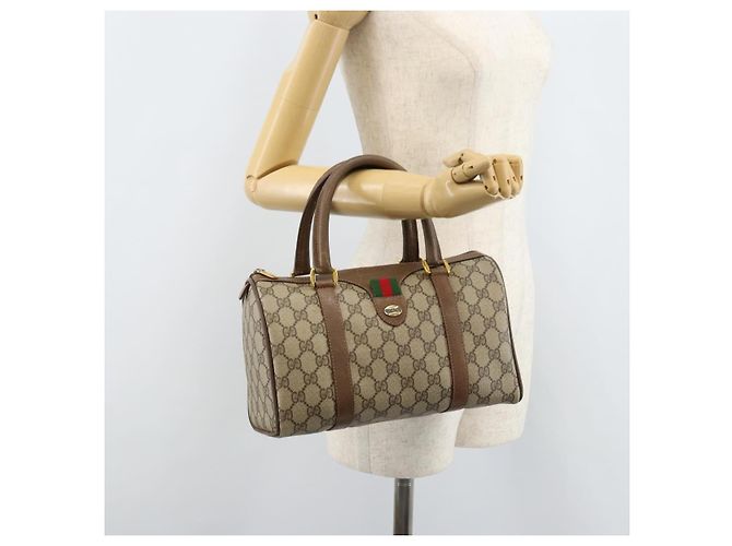 Borsa Gucci GG Supreme Web Sherry Line PVC Beige Oro 39 02 006 Auth ep13397 D'oro - vista 24