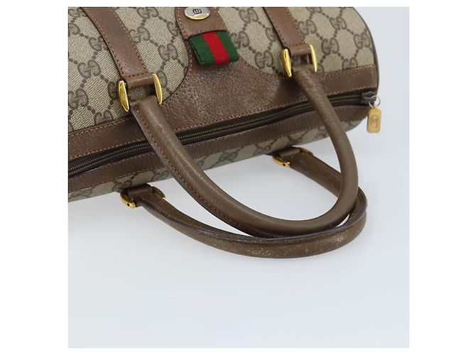 Borsa Gucci GG Supreme Web Sherry Line PVC Beige Oro 39 02 006 Auth ep13397 D'oro - vista 7