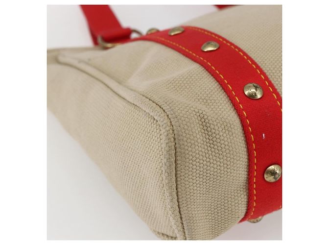 LOUIS VUITTON Antigua Cabas MM Tote Tasche Canvas Beige Rot M40035 LV Auth ka2556 - Ansicht 15
